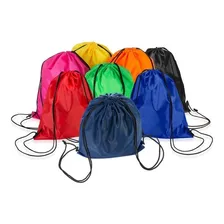 Kit 50 Unid Mochila Saco Colorido Em Nylon Personalizado Cor Verde Desenho Do Tecido Liso Foto mini 2