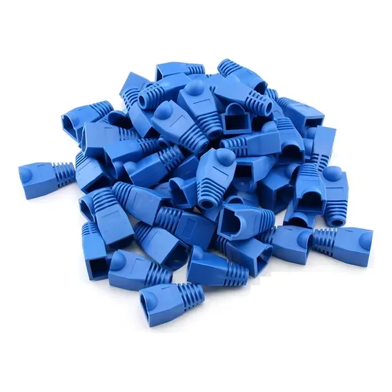 Kit 500 Capas Protetoras P/conector Rj45 Utp Cat5 Cat6 Azul Foto 1
