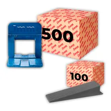 Kit 500 Espaçador Nivelador Eco + 100 Cunhas Eco Cortag Cor Azul 1.0mm Foto mini 1