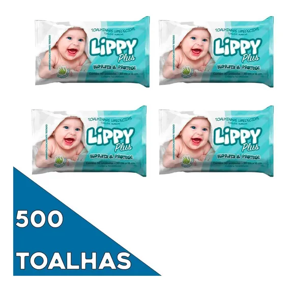 Kit 500 Lenços Umedecidos Lippy 10 Pcts Atacado Foto 1