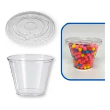 Kit 50un Copo 266ml Pet 9oz/98 + Tampa Reta S/ Furo Bompack Foto mini 1
