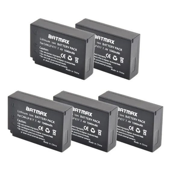Kit 5x Bat Lpe17 Para Canon T6i T7i Sl3 Rp T8i 77d M5 M6 E Foto 1