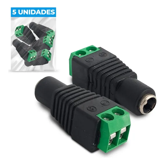 Kit 5x Conector P4 Fêmea Com Borne P/ Cftv Cor Foto 1
