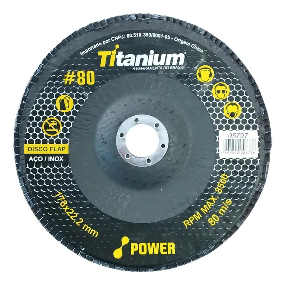Kit 5x Disco Flap Power Ecoinox Curvo 7 Gr. 080 Cor Preto Foto 1