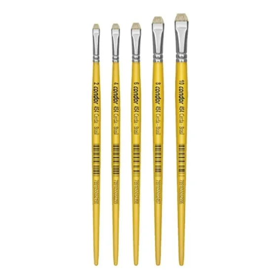 Kit 5x Pincel Condor 454 Chato - 02 Ao 10 Foto 1