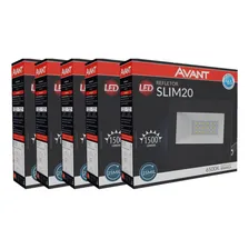 Kit 5x Refletor Slim Avant 20w Luz Branco Frio 6500k Bivolt Foto  mini 1