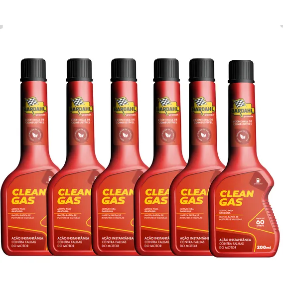 Kit 6 Aditivo Bardahl Clean Gas Combustível Gasolina 200ml Foto 1