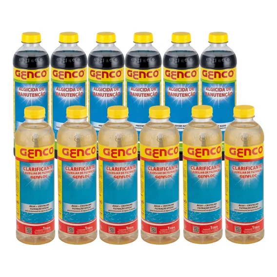 Kit 6 Algicida De Manutenção 6 Clarificante Genfloc Genco 1l Foto 1