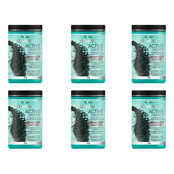 Kit 6 Ativador Cachos Divine Active Cachos Anti Frizz 1kg Foto 1