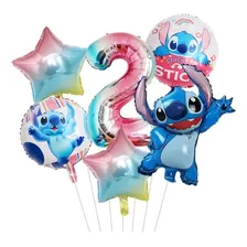 Kit 6 BalĂ”es Metalizado Lilo Stitch Estrela Tie Dye NĂșmero NĂșmero 2 Foto mini 1