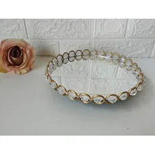 Kit 6 Bandejas Perola Ou Pedras + Espelhos ( Imediato) Cor Dourado Com Pedras Foto mini 3