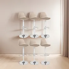 Kit 6 Banqueta Alta Leda Estofada Com Base Giratória Cor Nude Foto  mini 1