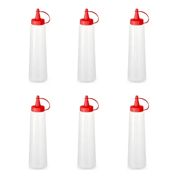 Kit 6 Bisnagas Para Molhos 400ml Plástica Ketchup Tampa Verm Foto 1