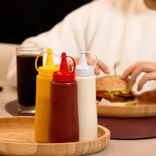 Kit 6 Bisnagas Para Molhos 400ml Plástica Ketchup Tampa Verm Foto mini  2