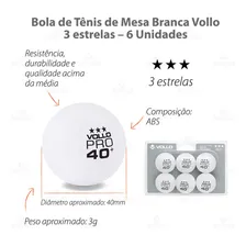 Kit 6 Bola Ping Pong 3 Estrelas Branca TĂȘnis De Mesa Vollo Foto mini 2