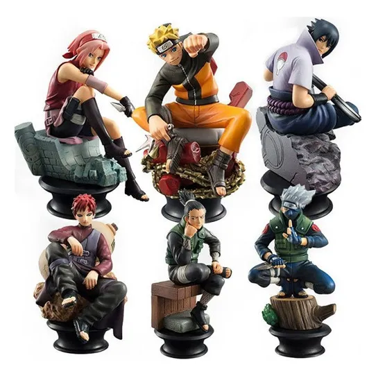 Kit 6 Bonecos Action Figure Naruto Sasuke Kakashi Gaara Foto 1