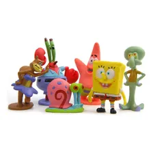 Kit 6 Bonecos Miniaturas Action Figure Bob Esponja Patrick Foto mini 2