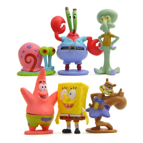 Kit 6 Bonecos Miniaturas Action Figure Bob Esponja Patrick Foto 1