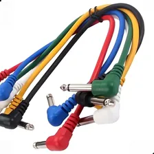 Kit 6 Cabos P10 P10 Cabo Guitarra Pedal Fonte Pedais 25 Cm Foto mini 1