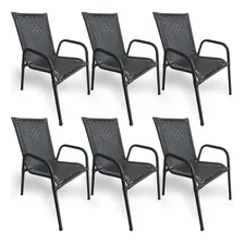 Kit 6 Cadeiras Romana de Junco Fibra Sintética Conforto Elegância P/ Jardim Varanda Quintal Área de Lazer Prédio Casa Cor Argila PS Móveis Foto  mini 1