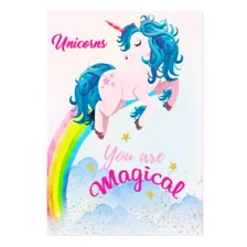 Kit 6 Caderno Capa Dura Unicórnio 96 Folhas Escolar Infantil Foto mini  2