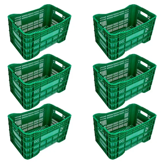 Kit 6 Caixas HortifrĂști AgrĂcola Coloridas Cor Verde Foto 1