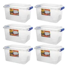 Kit 6 Caixas Organizadora Alta Tampa E Trava Transparente 8l Foto mini 1