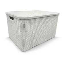 Kit 6 Caixas Organizadoras Rattan Com Tampa 20 Litros Branca Foto mini 2