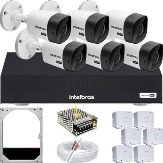Kit 6 Cameras Segurança Intelbras Externas Dvr 8 Ch Hd 1 Tb Cor Branco Foto 1