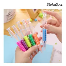 Kit 6 Caneta Seringa 2x1 Marca Texto Esferográfica Já Foto mini 4