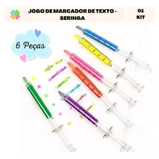 Kit 6 Caneta Seringa 2x1 Marca Texto Esferográfica Já Foto mini  2