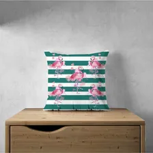 Kit 6 Capas De Almofada Decorativa Flamingo Verde Água 40x40 Foto mini 2