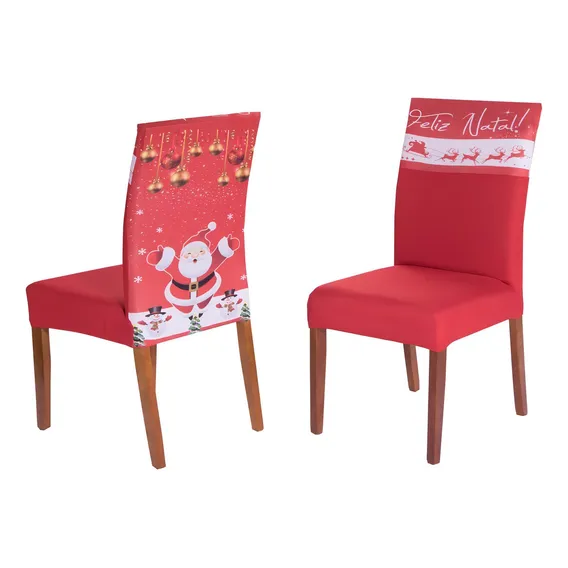 Kit 6 Capas De Cadeira Malha Estampadas Natal Decoração Foto 1