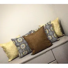 Kit 6 Capas Para Almofadas Decorativa Floral E Bege 6 Peças Cor Branco Porcelana Amarela Foto mini 1