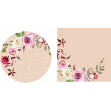 Kit 6 Capas Sousplat 6 Guardanapos 6 Anéis 6 Sousplat Em Mdf Cor Preto Floral - Spl44 Foto  mini 1