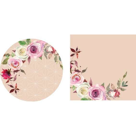 Kit 6 Capas Sousplat 6 Guardanapos 6 Anéis 6 Sousplat Em Mdf Cor Preto Floral - Spl44 Foto 1