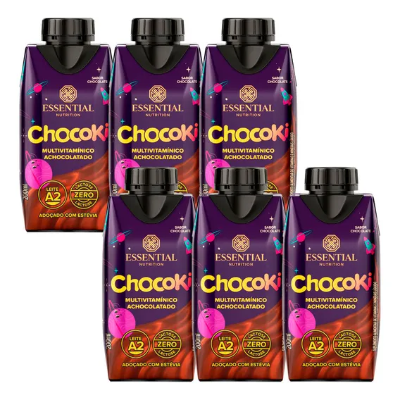 Kit 6 Chocoki Ready Achocolatado Essential Nutrition 200ml Foto 1