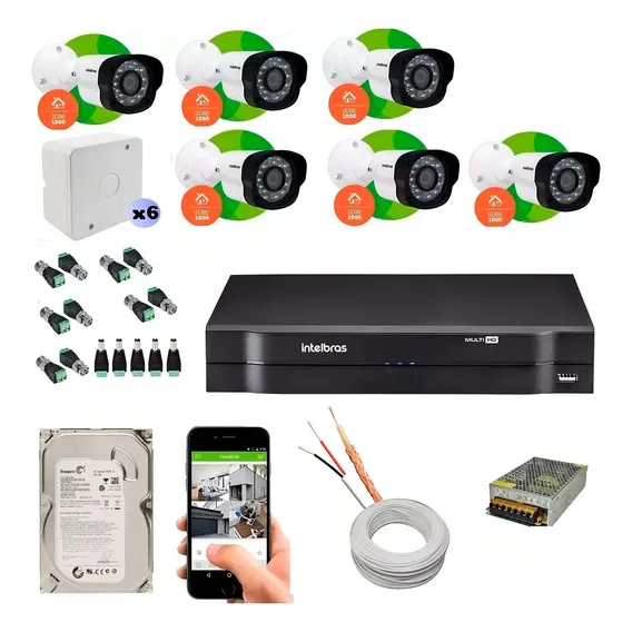 Kit 6 Câmeras Intelbras 1120b G4 Dvr Mhdx 1008 C/ 1tb Foto 1