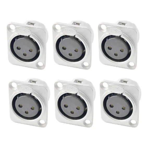 Kit 6 Conector Xlr Fêmea 3p De Painel Santo Angelo Sa2xxlrfp Foto 1