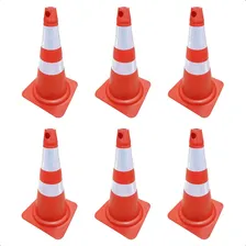 Kit 6 Cones Flexível 75 Cm Faixa Refletiva Laranja E Branco Foto  mini 1