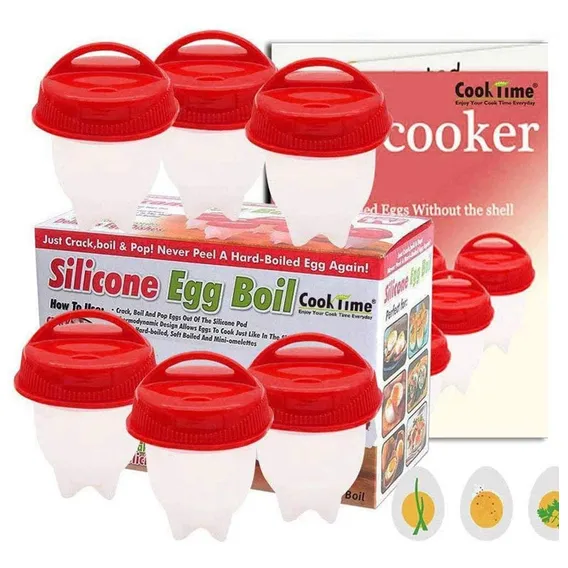 Kit 6 Copos Silicone Ovos Cozido Fogão Duro Cozinha Copo Ovo Foto 1