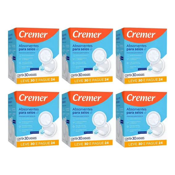 Kit 6 Cxs Absorvente P/seios Cremer Super Confort C/30 Foto 1