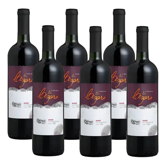 Kit 6 De Cezaro Vinho Tinto Suave Orgânico Nacional Bordô Foto 1