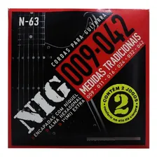 Kit 6 Encordoamentos Guitarra Nig N-63 Tensão Alta 009 - 042 Foto mini  2