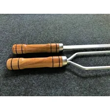 Kit 6 Espetos Alumínio Churrasqueira Churrasco 85Cm Madeira Foto mini 4