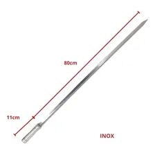 Kit 6 Espetos Churrasco Aço Inox Duplo E Espada Lâmina 80cm Foto mini 2