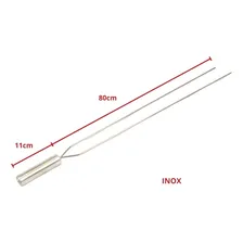 Kit 6 Espetos Churrasco Aço Inox Duplo E Espada Lâmina 80cm Foto mini 3
