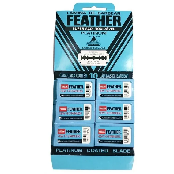 Kit 6 Feather Com 10 Lâminas Barbear Cada Foto 1