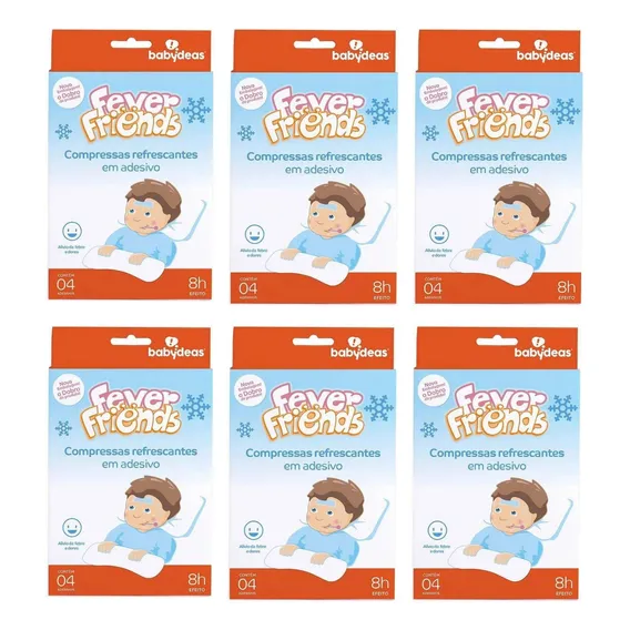 Kit 6 Fever Friends Adesivos Refrescantes Alivio Febre Bebê Foto 1