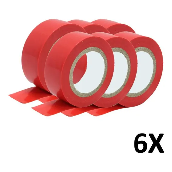 Kit 6 Fita Isolante Colorida Antichama 19mmx10m Vermelha Foto 1